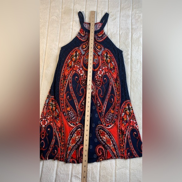 Lascana High Neck‎ Dress Women’s Small Multicolor Paisley Print Sleeveless Mini - Picture 3 of 7
